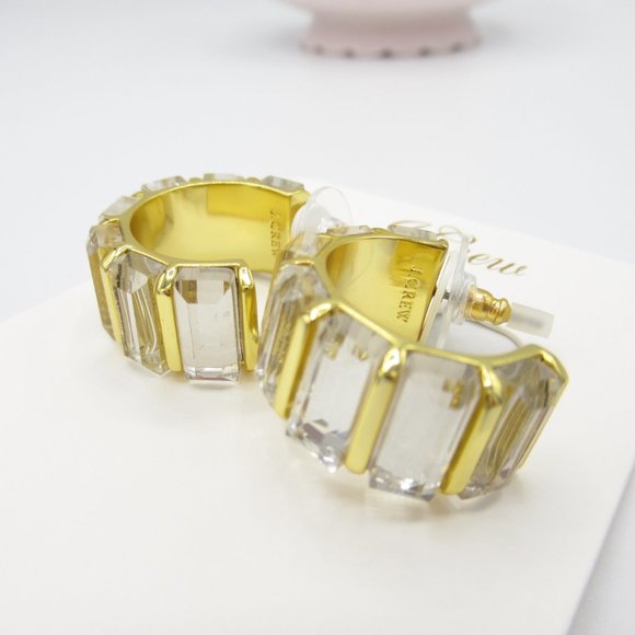 J. Crew Trapezoid Stone Hoop Earrings ASO Meghan Markle - Picture 5 of 9